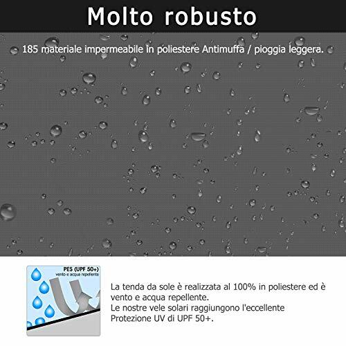 TOPLUS Tenda a Vela Parasole Rettangolare 2 x 3 Metri Protezione Raggi UV per