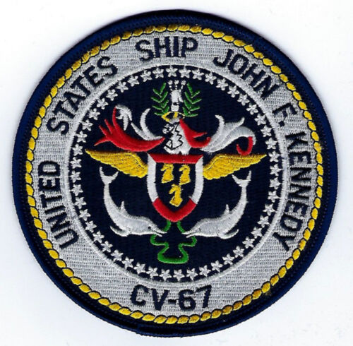 USS JOHN F KENNEDY CV-67 PATCH JFK PRESIDENT PIN UP US NAVY VETERAN DOLPHIN WOW 