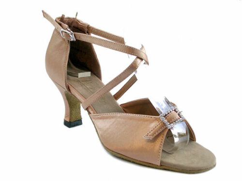 Details about   Women's 1636 Brown Satin  Ballroom Salsa Latin Dance Shoes heel 3 Size 5 