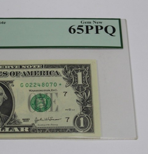 Fr 1929 G* 2003 One Dollar Star Note $ 1 Chicago PCGS Graded 65 GEM New