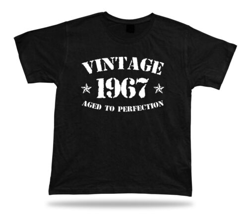 Printed T Shirt Tee Vintage 1967 Aged To Perfection Joyeux Anniversaire Cadeau