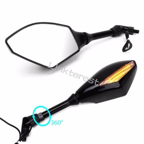 8MM 10MM ADAPTER BLACK MOTORCYCLE MIRRORS LED TURN SIGNAL INTEGRATED LIGHT USPS