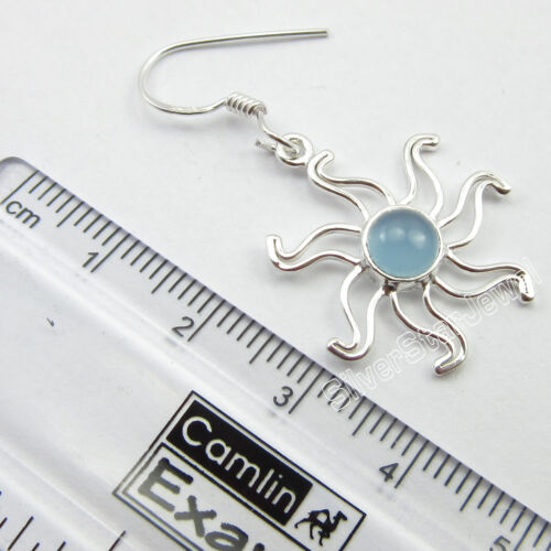 Details about   Round 6 mm AQUA CHALCEDONY 925 SOLID Silver 3.8 Grams Drop Dangle Earrings 1.5" 