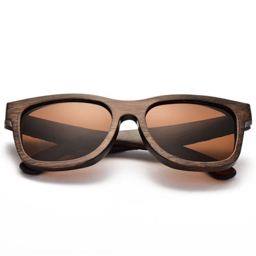 VOBOOM Handmade Natural Bamboo Wood Sunglasses Polarized Mirrored Unisex Brown 