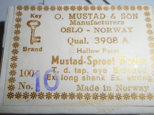 100 Mustad #10 Bon état fly tying Sproat Crochets TD Eye Extra Long Shank X Strong 3908 A