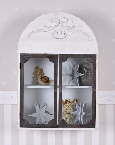 Hängevitrine Shabby Chic Wandschrank Wandregal Medizinschrank Antik Wandboard
