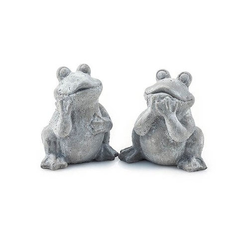 2 Frösche Frosch aus Beton höhe 10.5 cm Dekoration Gartenfiguren Farbe grau Pajo