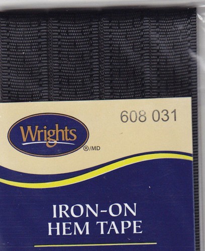 031 WRIGHTS BLACK IRON ON HEM TAPE 3 YARDS-NO SEW,REPAIR,CLOTHING