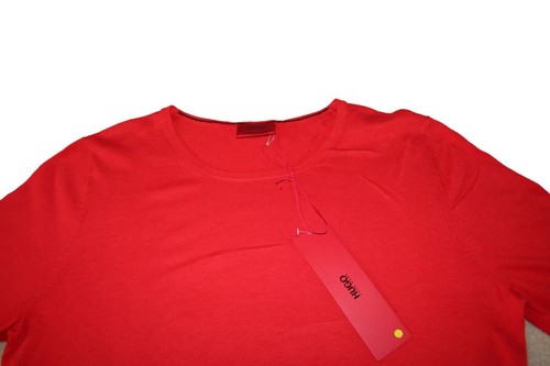 NEW HUGO BOSS MENS RED COTTON SILK CASHMERE BLEND CREW NECK JUMPER CARDIGAN TOP
