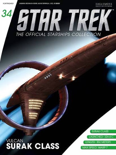 #34 Star Trek Vulcan Surak Class Die Cast Metal Ship-UK//Eaglemoss w Mag