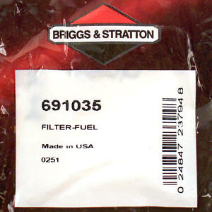 Fuel Filter Briggs and Stratton 691035 493629 1//4/" Line Lawn Tractor OEM Briggs