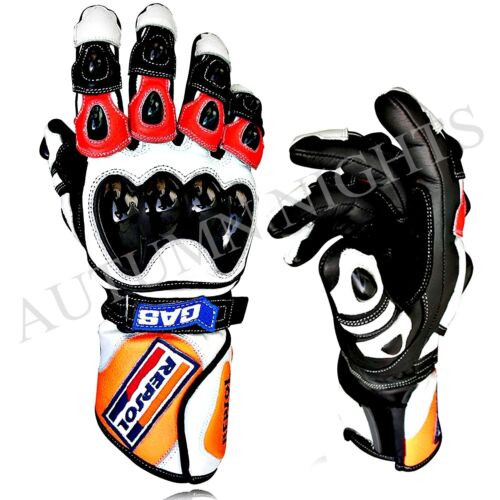 UK-Honda Repsol Motorbike Racing Leather Gloves Available -All Sizes MotoGP PRO