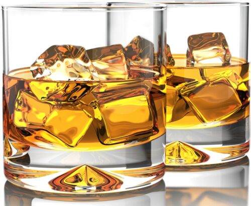 MOFADO Crystal Whiskey Glasses 12oz Set of 2 - Hand Blown Crystal Classic 