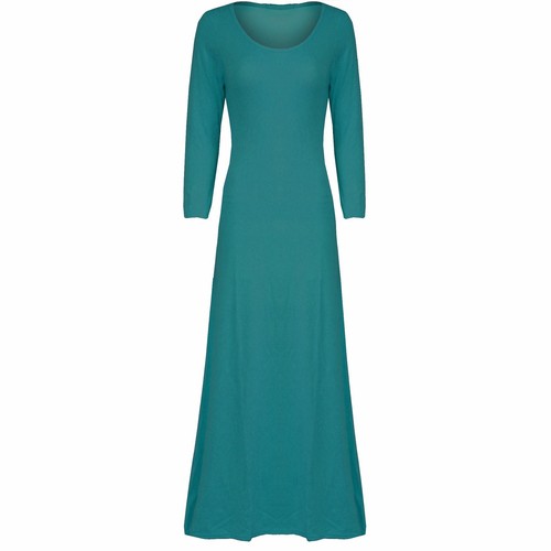 Womens Maxi Dress Ladies Celebrity Stretchy Flared 3//4 Sleeve Swing Long Dress