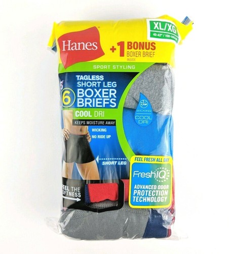Lot of 12 Hanes Mens XL Short Leg Boxer Briefs Sport Fresh IQ Tagless Underwear