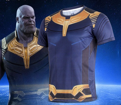 Avengers Infinity War Thanos Cosplay Props T-Shirts Sport Fitness Tight Tee