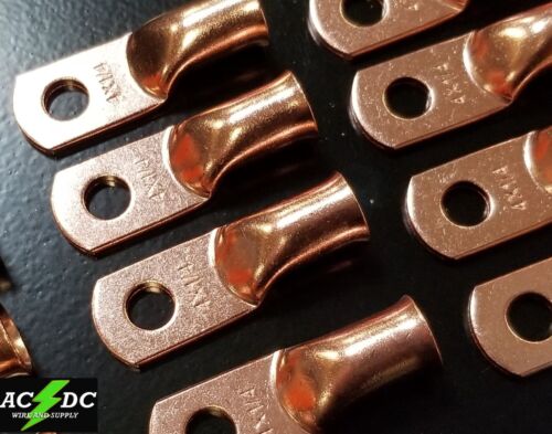 4 gauge Ring 1/4" Hole Terminal BATTERY Lug Bare Copper Un-insulated AWG 10 
