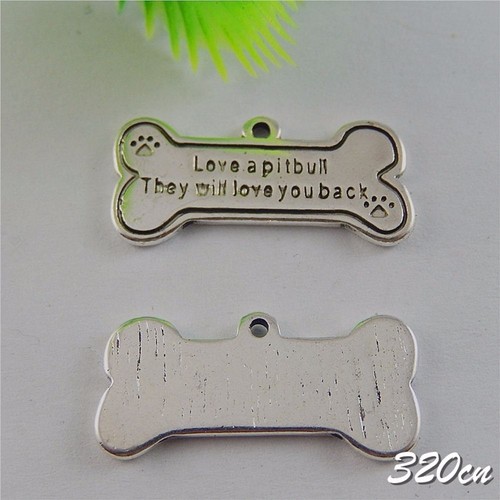 16pcs Vintage Silver Alloy Engraved Love Dog Words Pendant Charms Crafts 50669