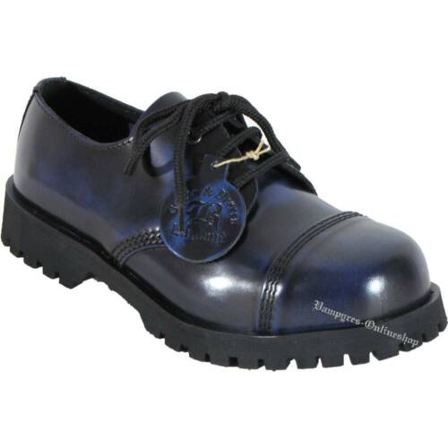 Boots and braces 3-agujero azul Rub-off Zapatos Cuero rangers tapa de acero zapato bajo