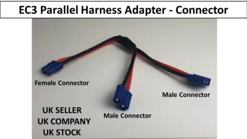 EC3 Parallel Y Harness Connector Splitter Lead Cable Series 2 LIPO Battery RC UK
