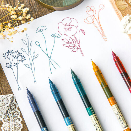 Retro Color Roller Tip Gel Ink Pen Quicy Dry Fineliner Journal Drawing Exam Pens 