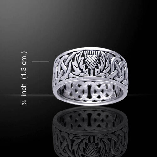 Scottish Thistle Band Sterling Silver Ring by Peter Stone unique free shipping