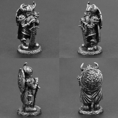Viking Warrior Man Soldier Shield Desk Metal Ornament Statue Figurine Sculpture 