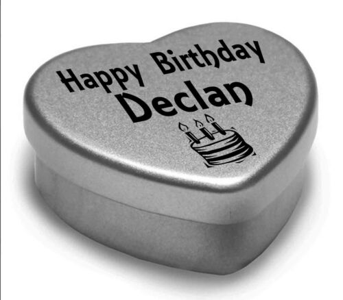 Joyeux anniversaire Declan mini coeur tin cadeau pour Declan avec chocolats