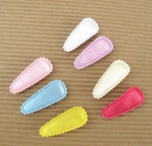 60 pcs x 35mm Padded Satin Hair Clip Cover Appliques for Bow ST343 MANY COLORS 