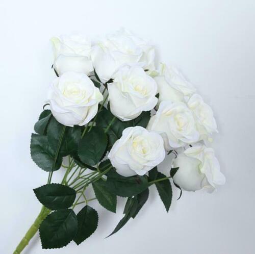 12 Heads Silk Rose Artificial Flowers Bunch Bouquet Party Wedding Home Decor