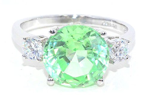 4 Ct Green Sapphire /& White Topaz Round Ring .925 Sterling Silver