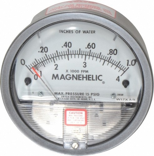 0-1.0w.c. /& 500-4000 fpm Dwyer 2001AV Magnehelic Differential Pressure Gauge