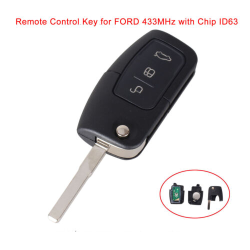 Schlüsselanhänger 3 Tasten 433mhz Chip 4d63 für Ford Focus Mondeo Fiesta S-MAX