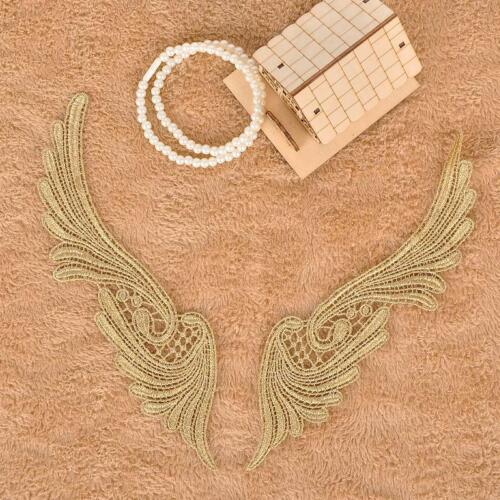 Wings Guipure Embroidery Lace Applique Trimming Sew on DIY Bridal Dress 1 Pair 