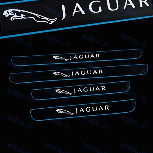 Black 4PCS Set Car Door Scuff Sill Cover Panel Step Protector Rubber For Jaguar