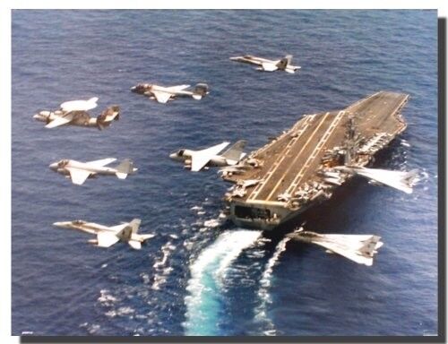 16x20 Military Jet Flying By Navy Aircraft Carrier USS George Washington Art