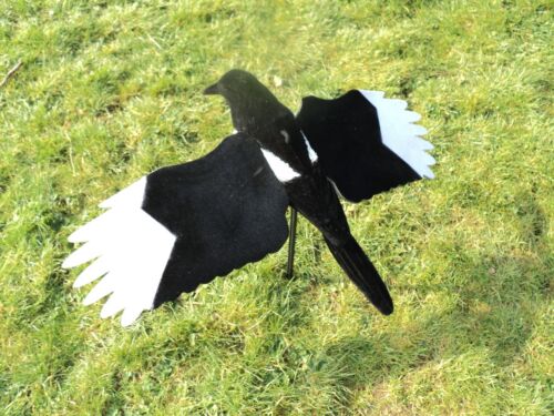Flocked Magpie Flying Decoy with Wings Shooting Decoying Larsen Trap Inc Peg