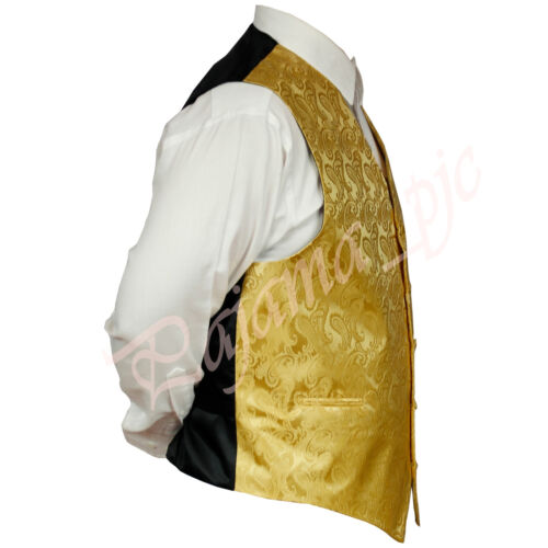 Gold XS to 6XL Paisley Tuxedo Suit Dress Vest Waistcoat Wedding Party Prom 
