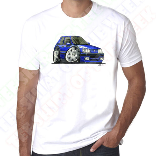 Wickedartz Cartoon Voiture bleu Carlin 205 Homme 100/% Coton T-shirt blanc