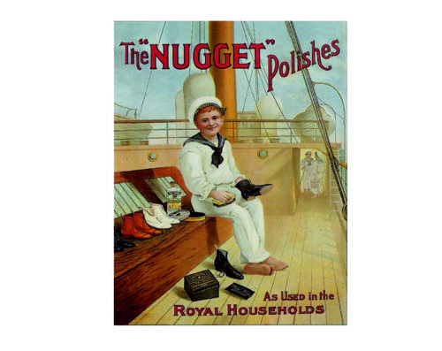 The nugget polishes as used in royal retro vintage style metal wall plaque sign 
