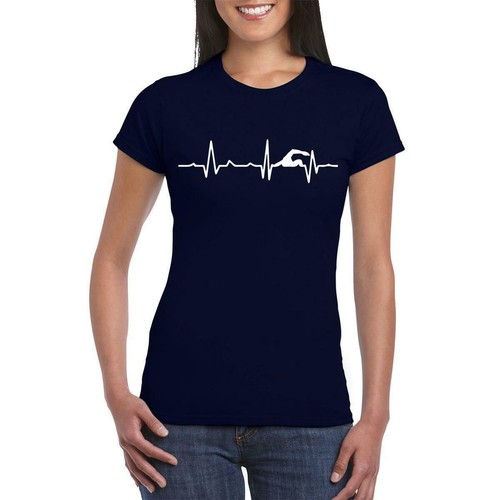 Swimmer Swimming pool Heart Love Beat Funny Printed Women T shirt