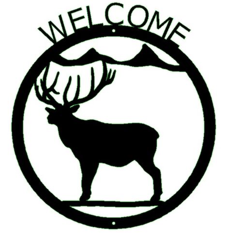 Custom Elk Round WELCOME Sign 18/" Diameter Steel Hunting Metal Art House home