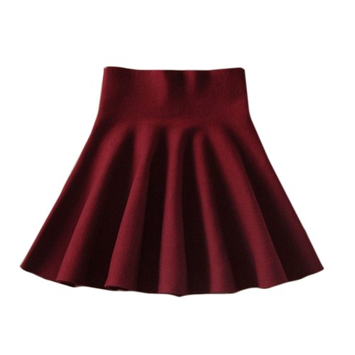 Damen Skater mit hohem Bund und weitem Rüschenfaltenfalten Stretch Mini Rock Neu