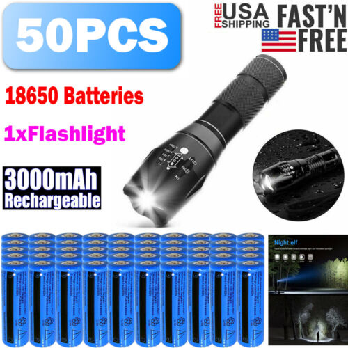 Rechargeable Batteries 3000mAh Li-ion Battery Military T6 LED Flashlight Torch