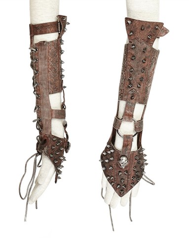 Punk Rave Steampunk Leder Armstulpen Gothic Stulpen LARP Handschuhe Gloves S178