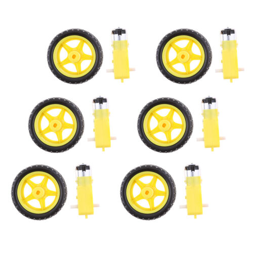 6Pcs Smart Car Robot Rubber Tire Wheel with DC 3-6V Gear Motor for Arduino
