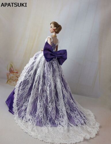 Purple Bowknot Lace Wedding Dress for 11.5/" Doll Princess Dresses Doll Clothes