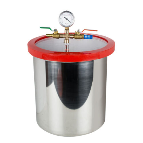5 Gallon Vacuum Chamber Degassing Silicone Kit 110V 3 CFM Pump Hose Single Stage