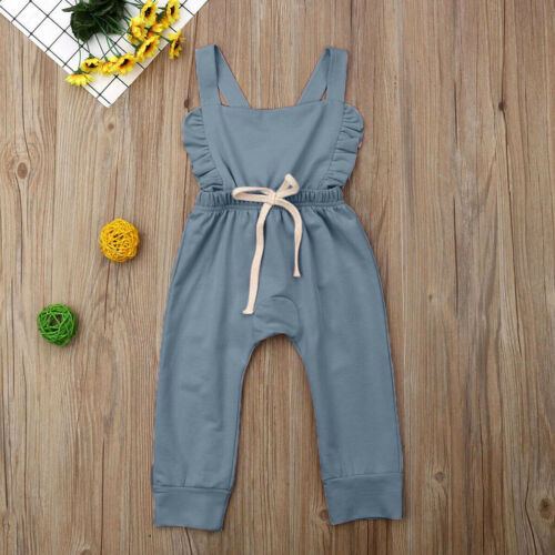 Newborn Baby Kids Girls Ruffle Romper Overalls Jumpsuit Cotton Outfits Clothes