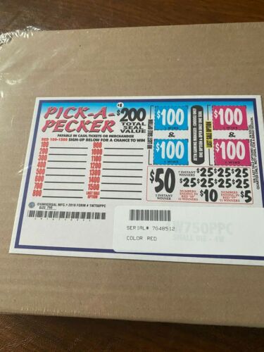 "Pick A Pecker" 1 Window Pull Tab 750 Tickets  Free Ship USA 48 